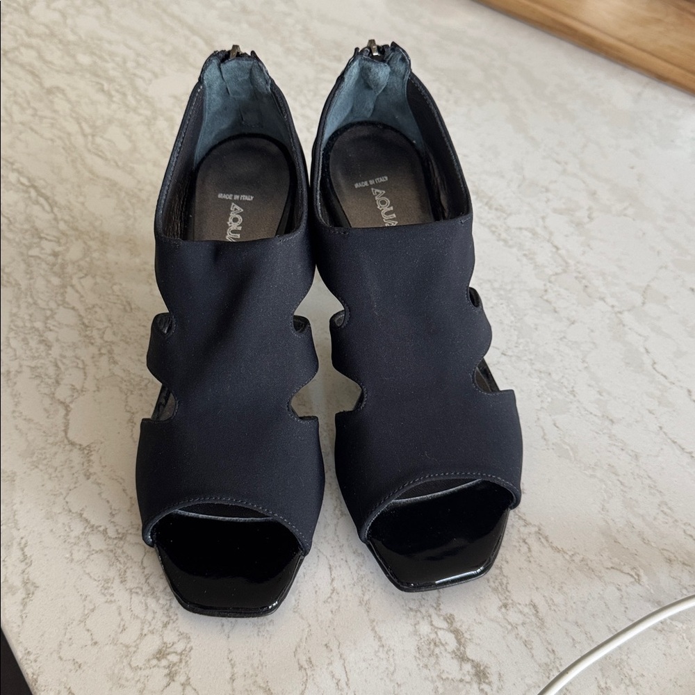 Aquatalia Black Open-Toe Heels